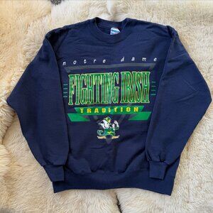 Vintage Hane's University of Notre Dame Fighting Irish Navy Sweatshirt Large